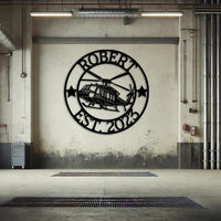 Custom Helicopter Metal Sign