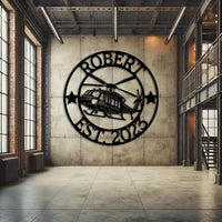 Custom Helicopter Metal Sign
