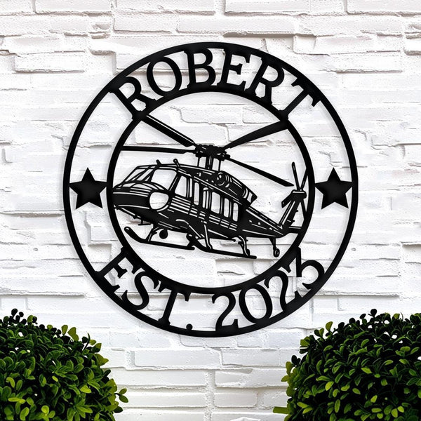 Custom Helicopter Metal Sign