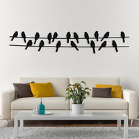 Funny Birds on Wire Metal Wall Art