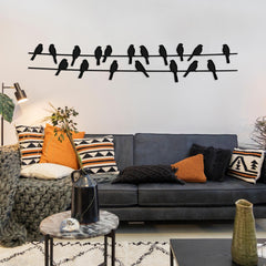 Funny Birds on Wire Metal Wall Art