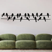 Funny Birds on Wire Metal Wall Art