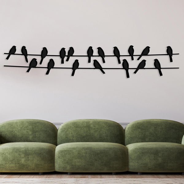 Funny Birds on Wire Metal Wall Art