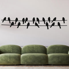 Funny Birds on Wire Metal Wall Art