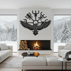 Majestic Viking Raven Metal Wall Art