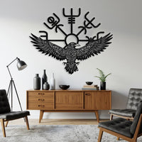 Majestic Viking Raven Metal Wall Art