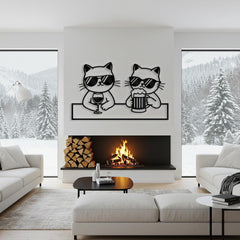 Funny Drinking Cats Wall Art