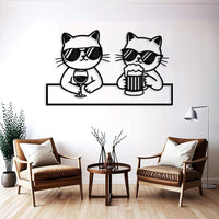 Funny Drinking Cats Wall Art