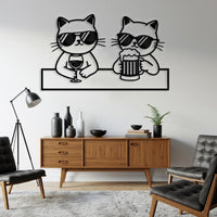 Funny Drinking Cats Wall Art
