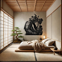 Geisha and Samurai Metal Wall Decor