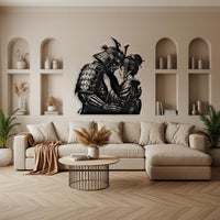 Geisha and Samurai Metal Wall Decor