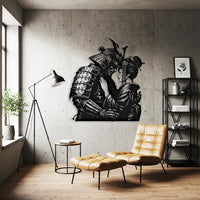 Geisha and Samurai Metal Wall Decor