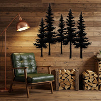 Modern Rustic Pine Tree Metal Wall Art