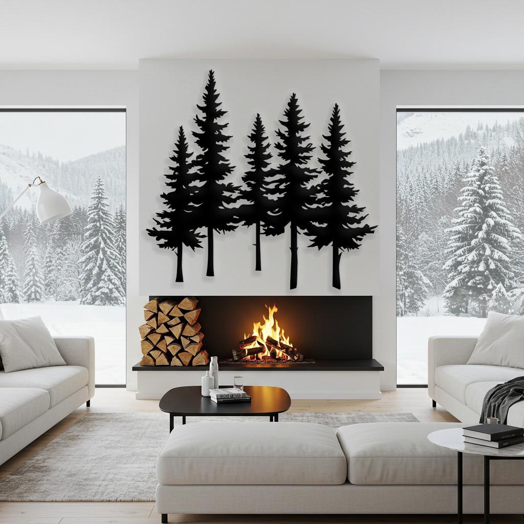 Modern Rustic Pine Tree Metal Wall Art