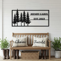 Pine Tree Custom Cabin Metal Sign