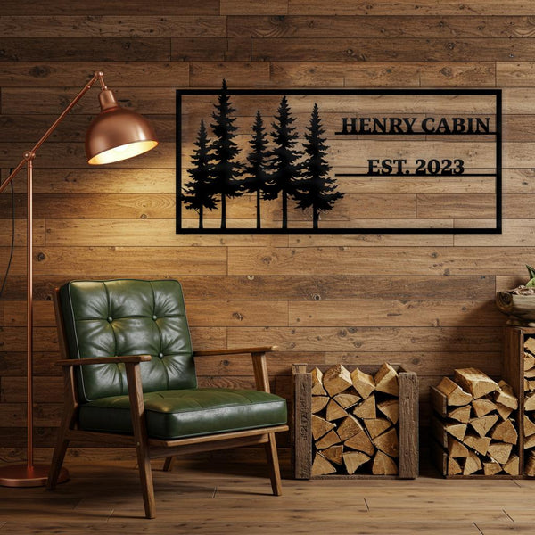 Pine Tree Custom Cabin Metal Sign
