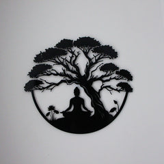 Metal Tree of Life with Buddha Wall Decor