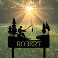 Fishing Metal Yard Sign