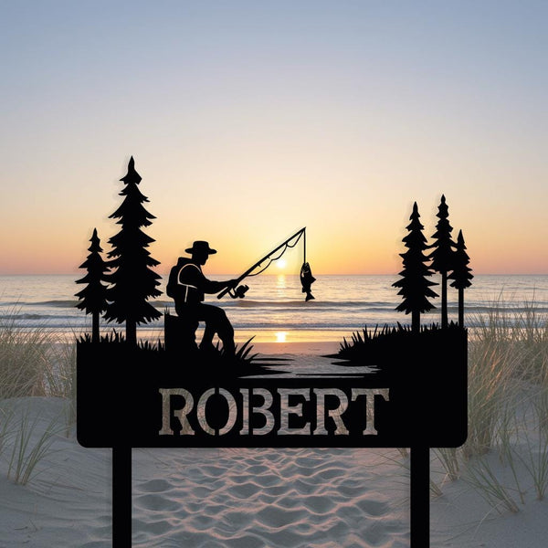 Fishing Metal Yard Sign