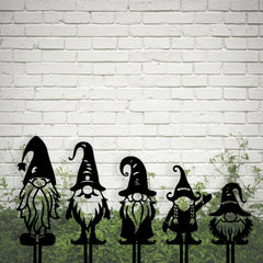 Set of 5 Gnome Garden Stakes