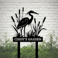 Custom Heron Garden Sign