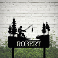 Fishing Metal Yard Sign