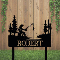 Fishing Metal Yard Sign