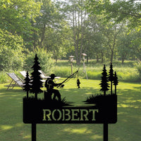 Fishing Metal Yard Sign