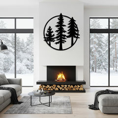 Modern Country Pine Trees Metal Wall Art