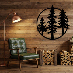 Modern Country Pine Trees Metal Wall Art