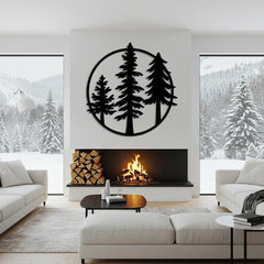 Modern Country Pine Trees Metal Wall Art