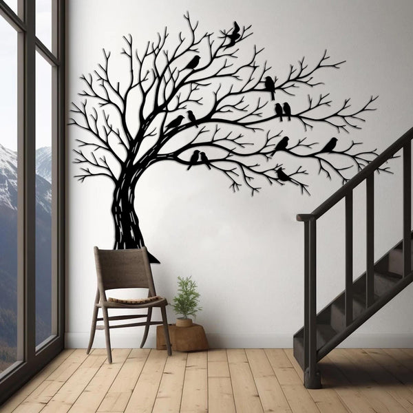 Love Birds Tree Metal Wall Art