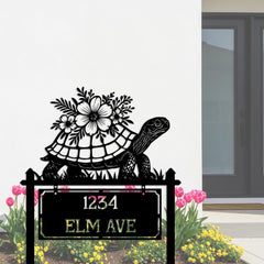 Floral Turtle Garden Stake