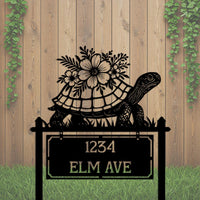Floral Turtle Garden Stake