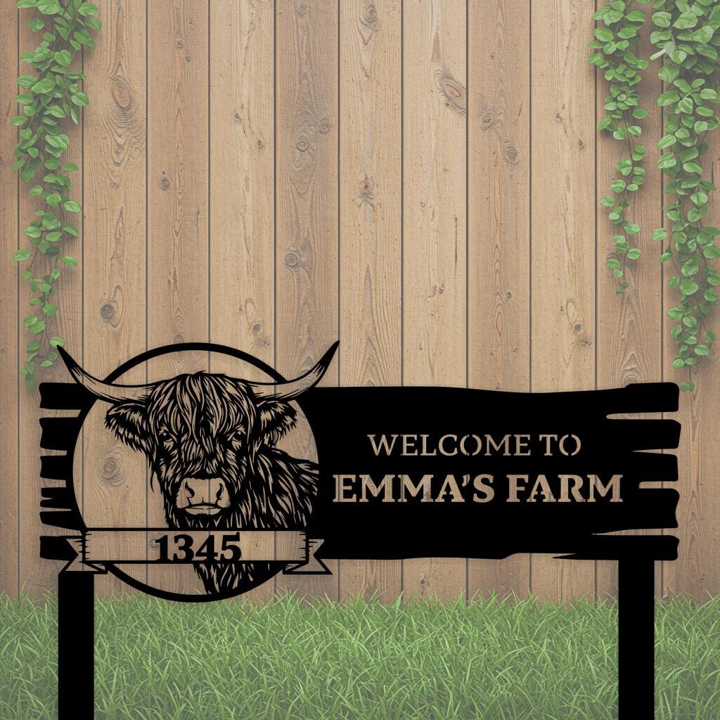 Custom Highland Cow Yard Sign