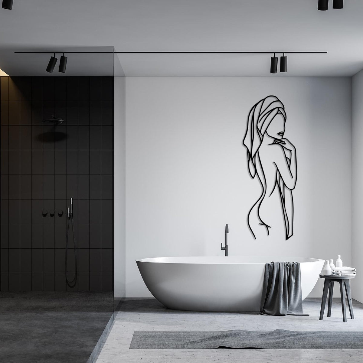 Minimalist Woman Bathroom Wall Art