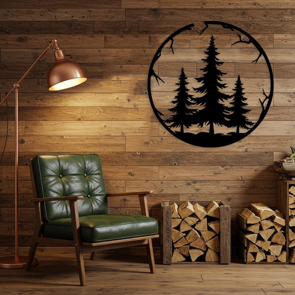 Rustic Pine Tree Metal Wall Art