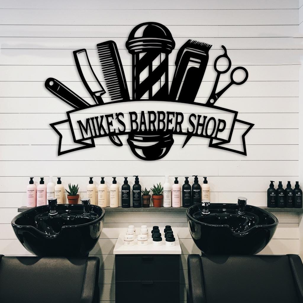 Custom Barber Shop Metal Sign