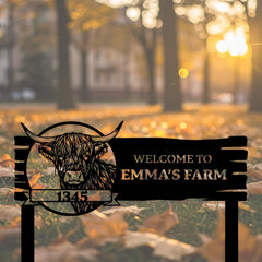 Custom Highland Cow Yard Sign