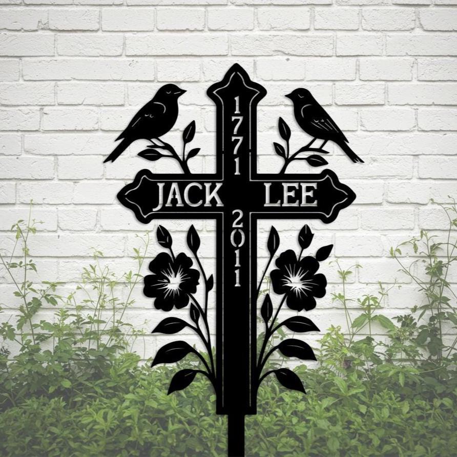 Custom Memorial Cross Stake