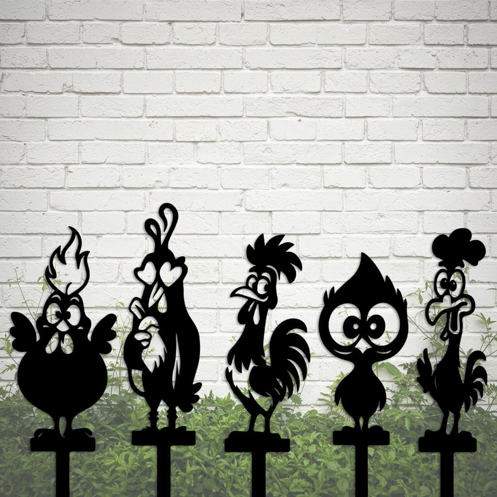 Funny Chicken Garden Stakes