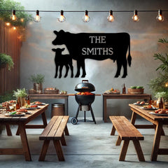 Custom Cow Family Name Sign