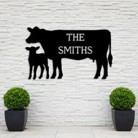 Custom Cow Family Name Sign