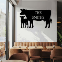 Custom Cow Family Name Sign