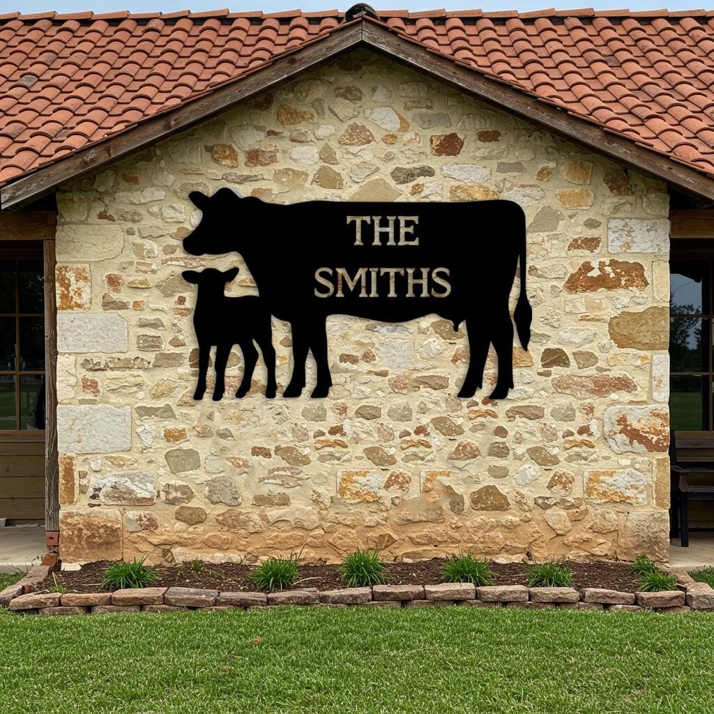 Custom Cow Family Name Sign
