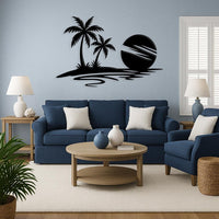 Ocean and Palm Tree Metal Wall Art