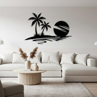 Ocean and Palm Tree Metal Wall Art