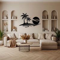 Ocean and Palm Tree Metal Wall Art