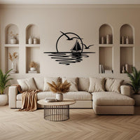 Sailboat Metal Wall Art: Ocean Sunset Coastal Decor