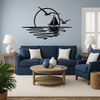 Sailboat Metal Wall Art: Ocean Sunset Coastal Decor